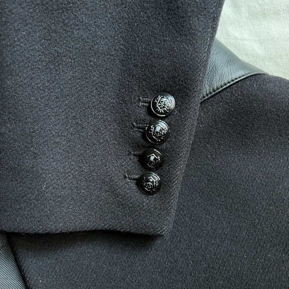 The Kooples Wool and Leather Straight Coat - Picture 6 of 7